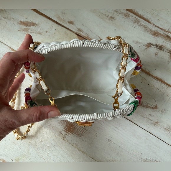 Vintage 70s purse picnic basket style plastic coated wicker shoulder bag EUC - Picture 9 of 15